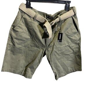 Express Mens Classic Fit Khaki Shorts Size 34 With Belt